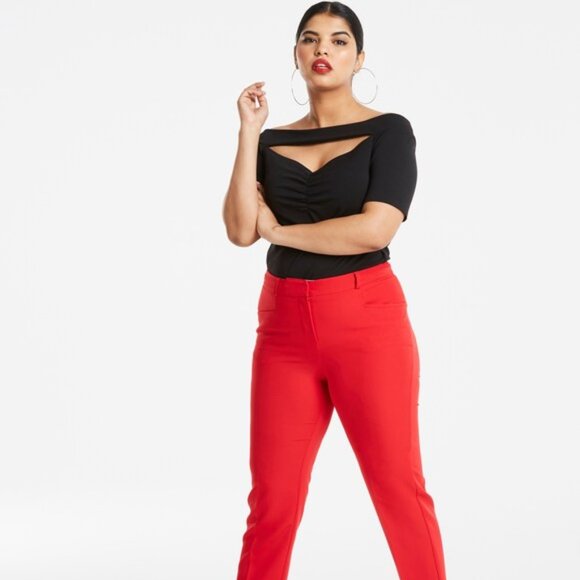 Simply Be Women's Black Bardot Cut Out Ruched Neck Top - Picture 3 of 4